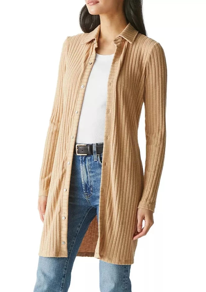 Kayla Button Down Cardigan Dress- Cashew