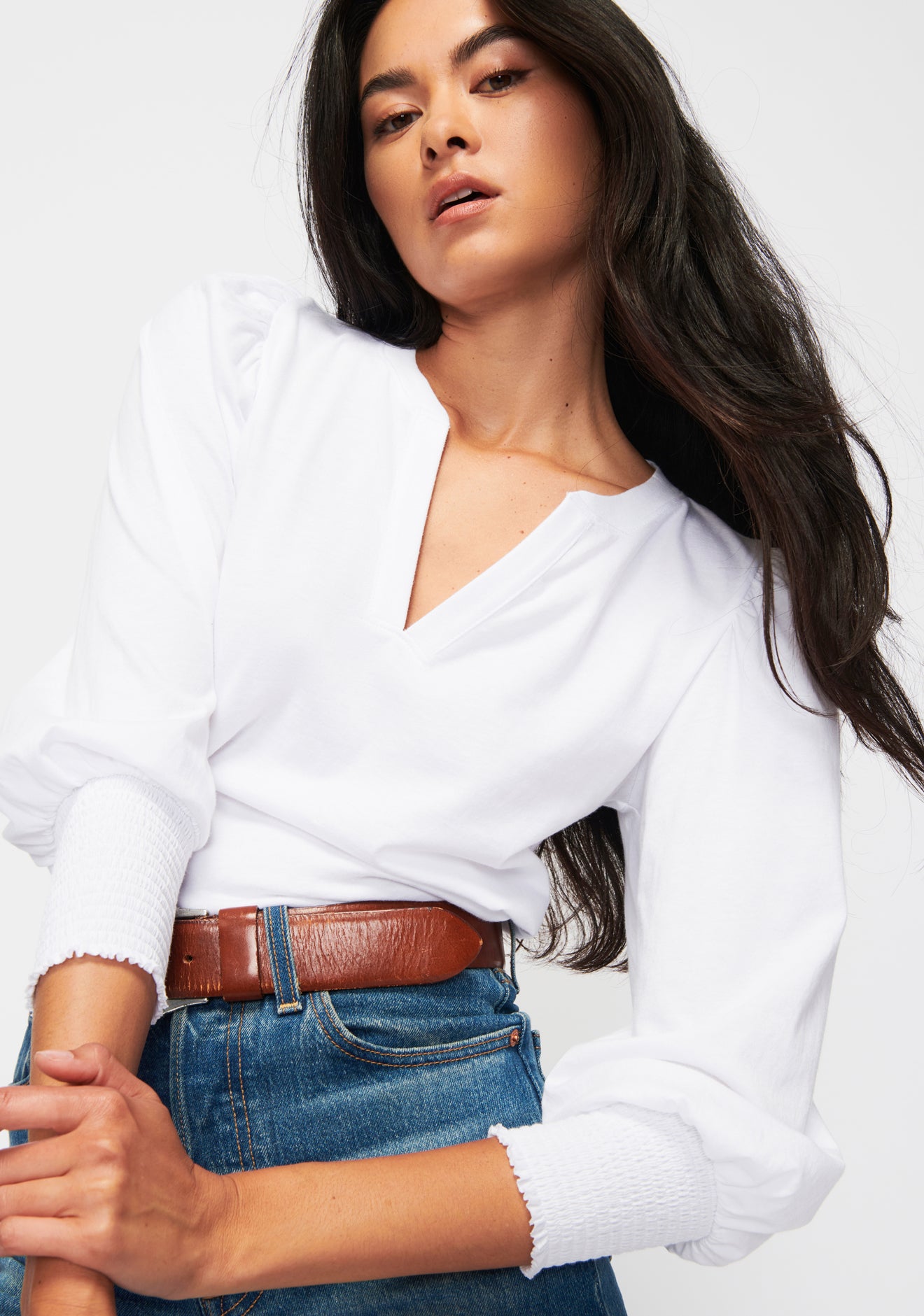 Flora Peasant Tee- White