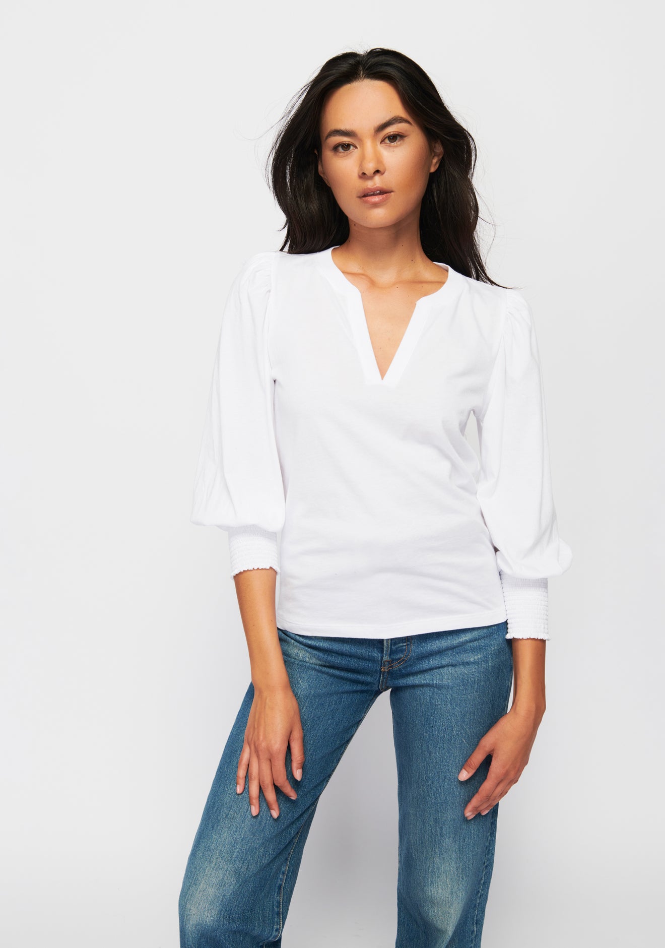 Flora Peasant Tee- White