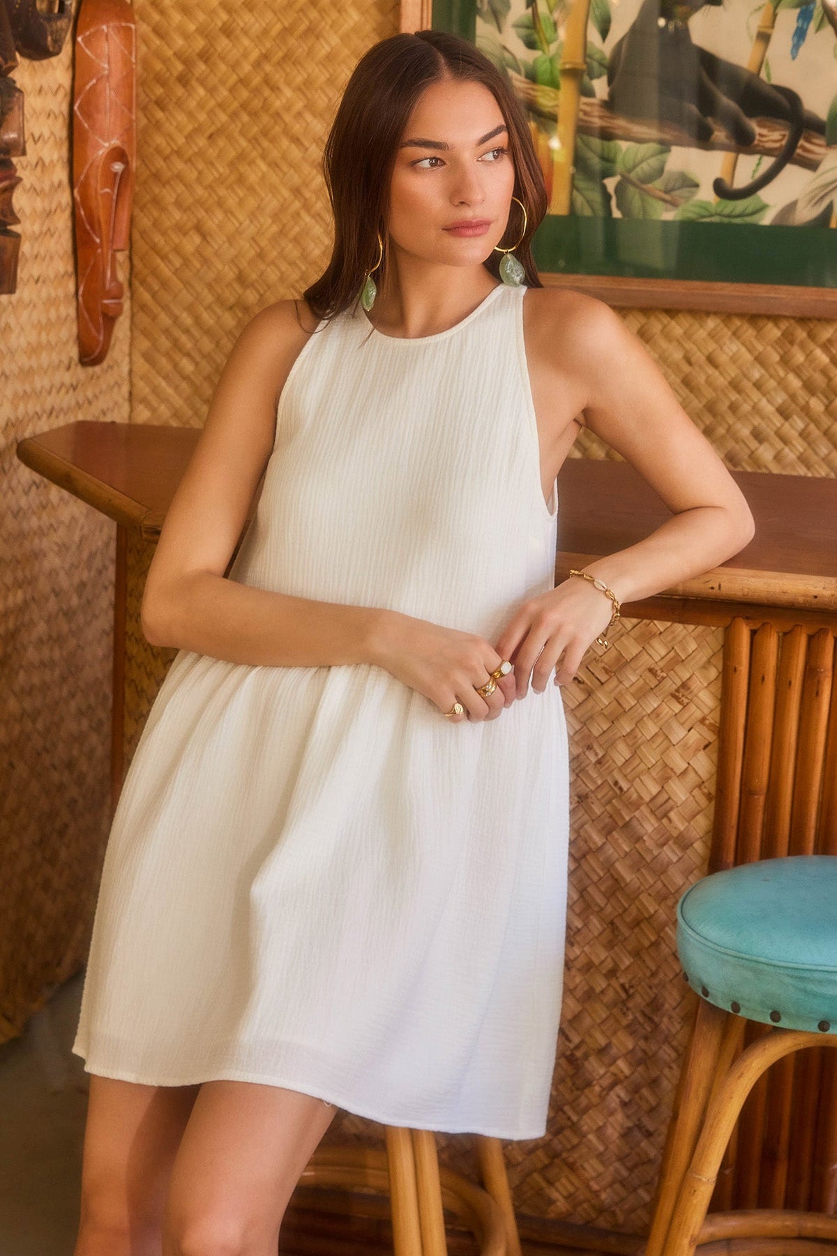 Cianni Tie Neck Dress- White