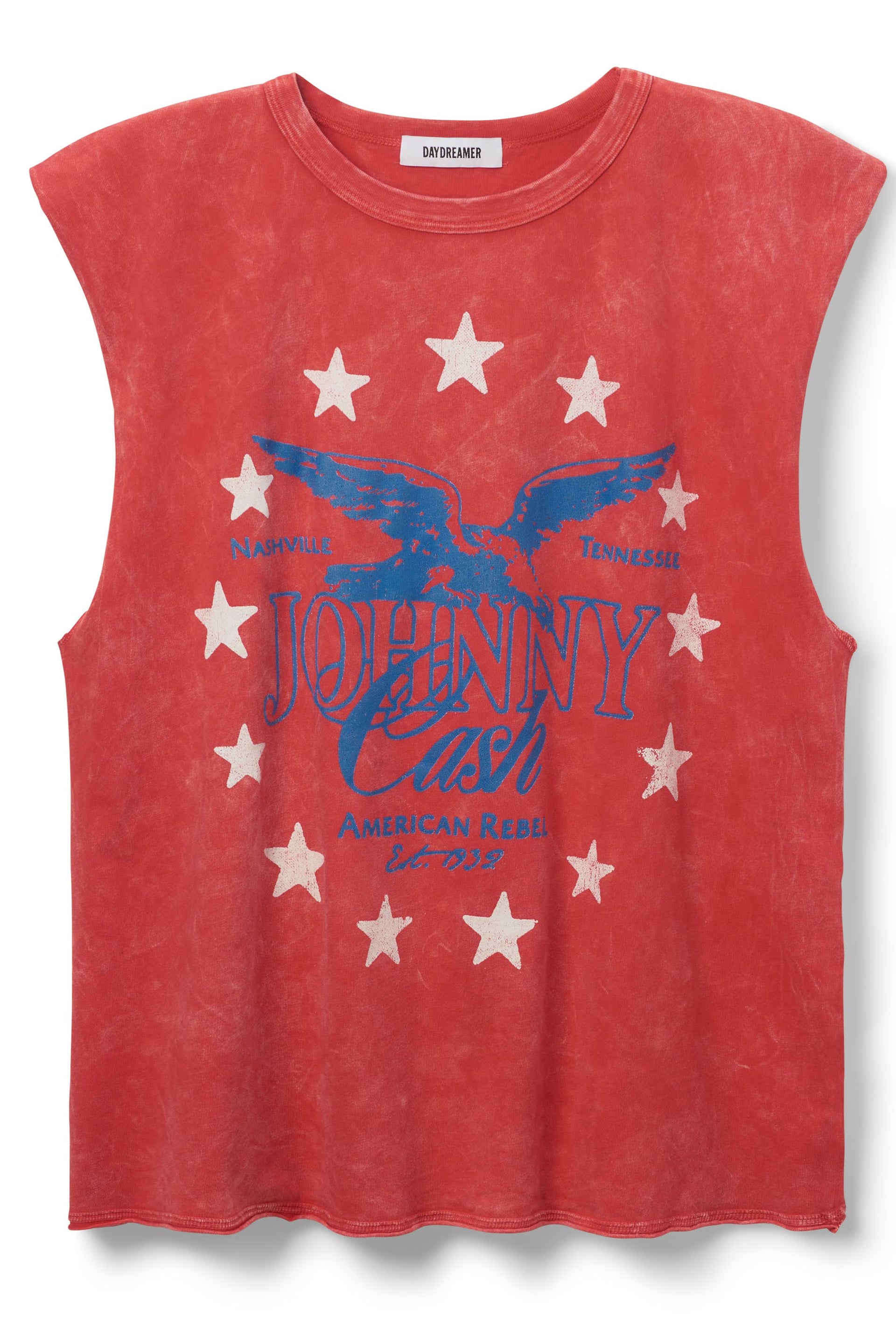 Johnny Cash Muscle Tank- Red Acid Wash