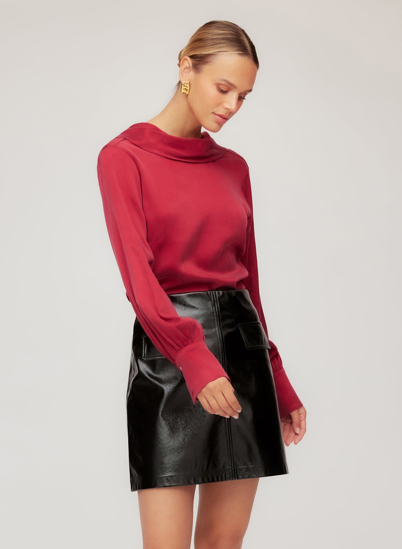Camille Cowl Back Top- Brick