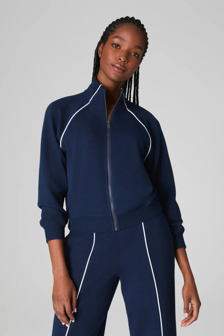 Air Essentials Pique Full Zip Track Jacket- Navy