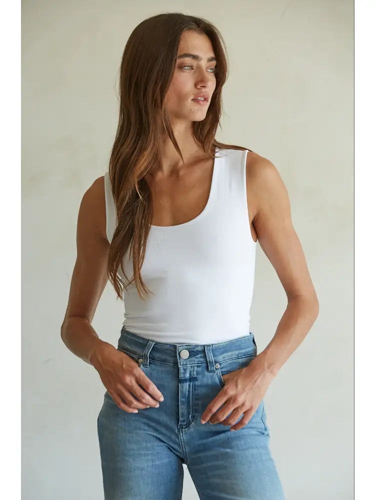 Double Layered Seamless Top- White