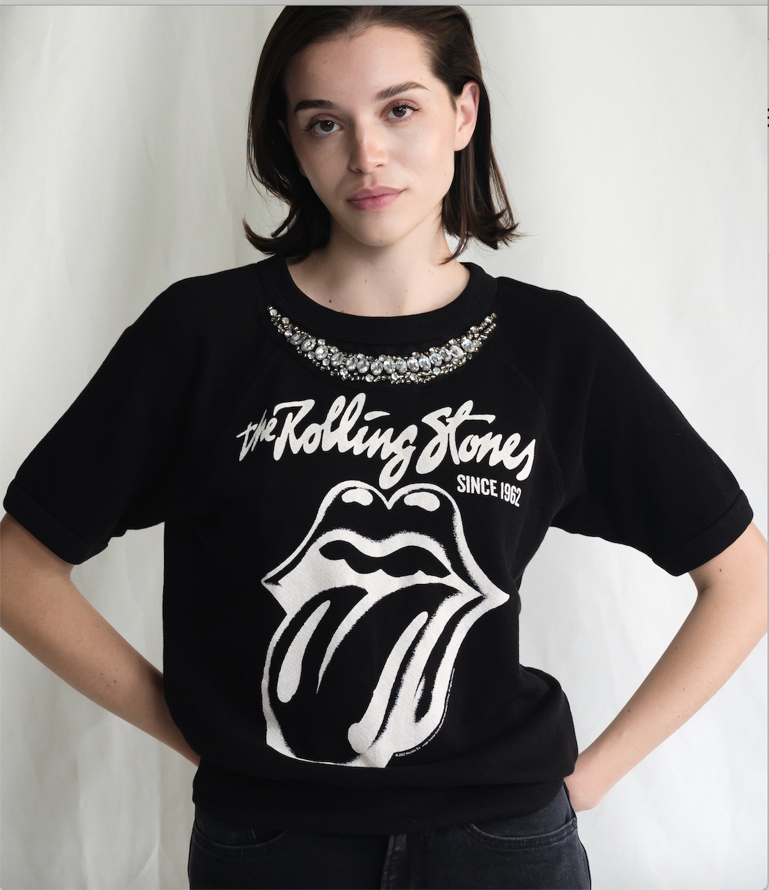 Rolling Stones Bedazzled Raglan- Black