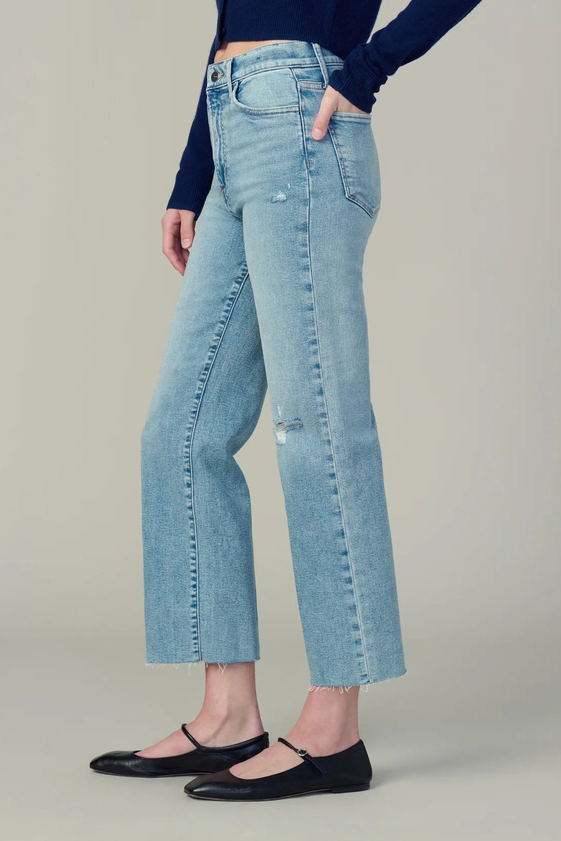 The Blake Cropped Leg with Cut Hem- Immaculate