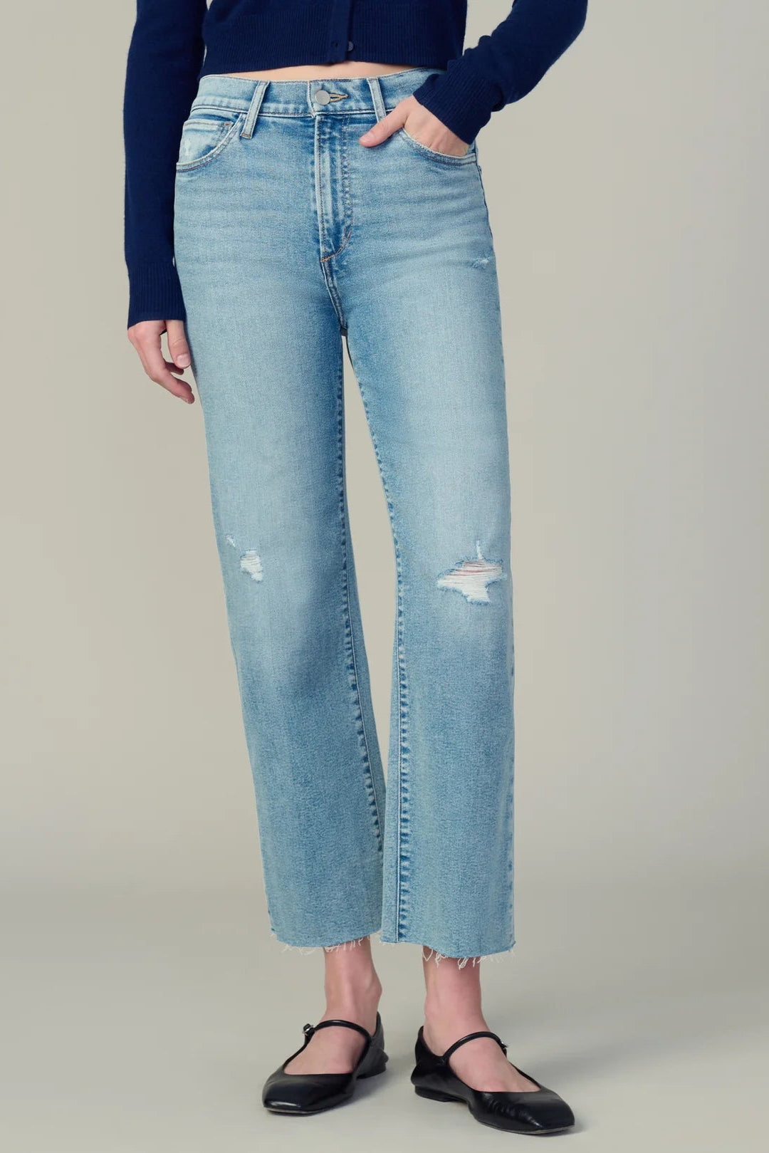 The Blake Cropped Leg with Cut Hem- Immaculate
