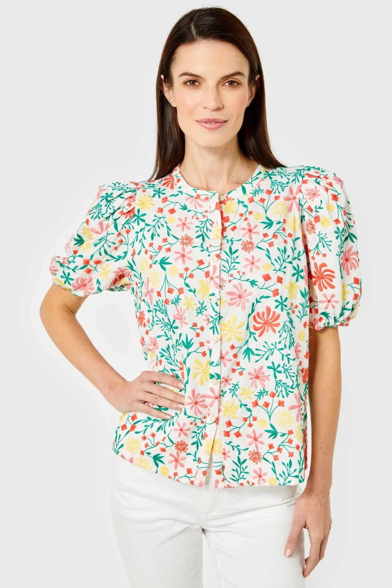 Adeline Embroidered Top- Multi Floral **Final Sale**