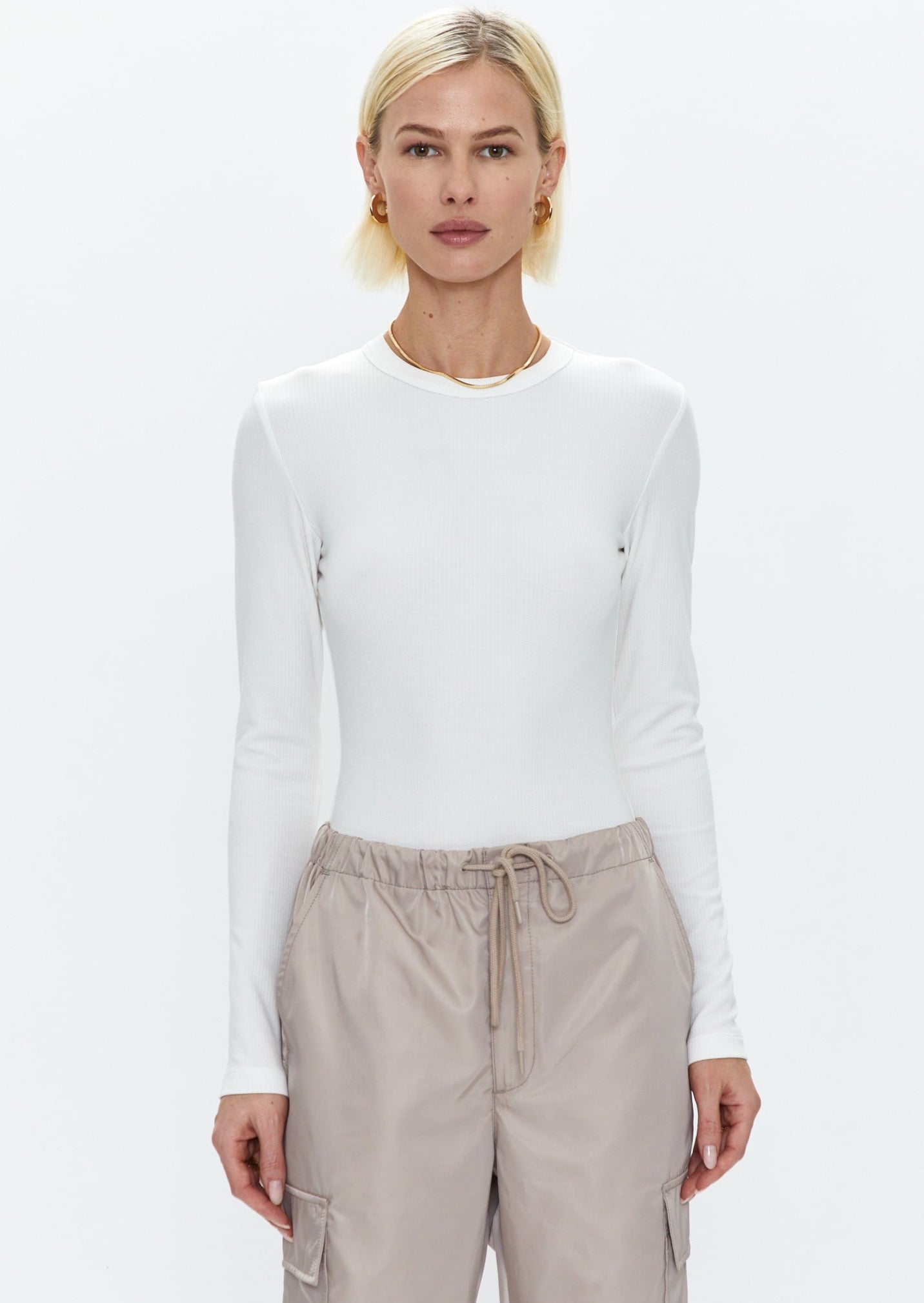 Bailey Ribbed Long Sleeve Top- White **FINAL SALE**