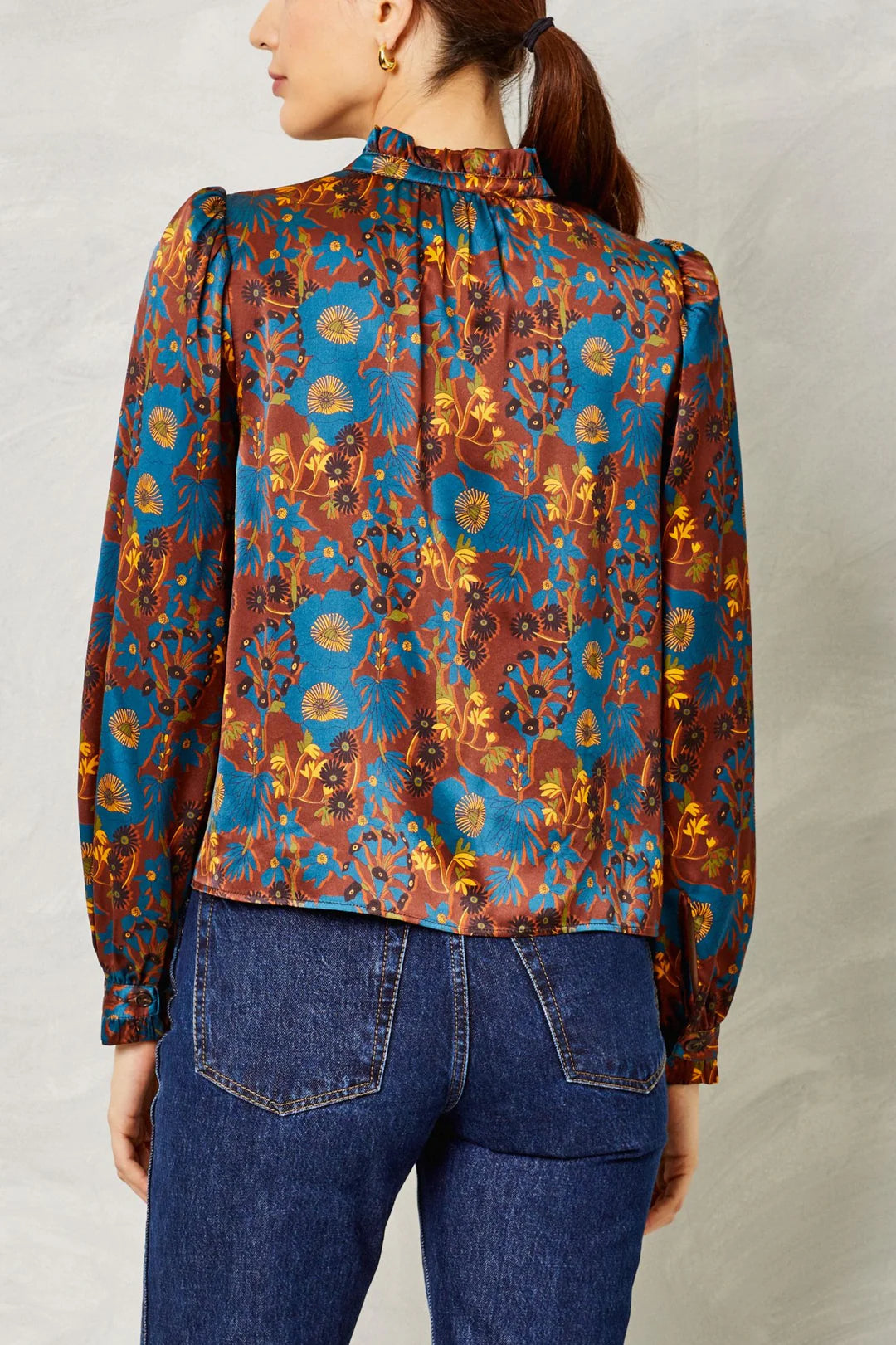 Dolly Silk Top- Yellowstone Chicory Floral