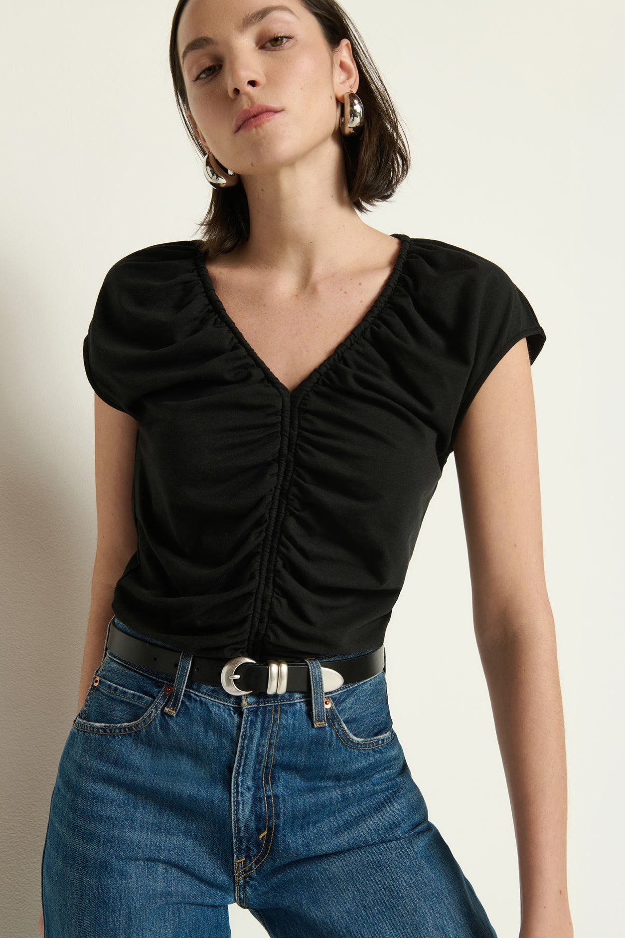 Dona V-Neck Top- Jet Black