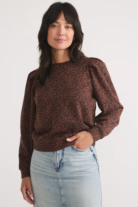 Enya Puff Sleeve Sweatshirt- Deep Cheetah