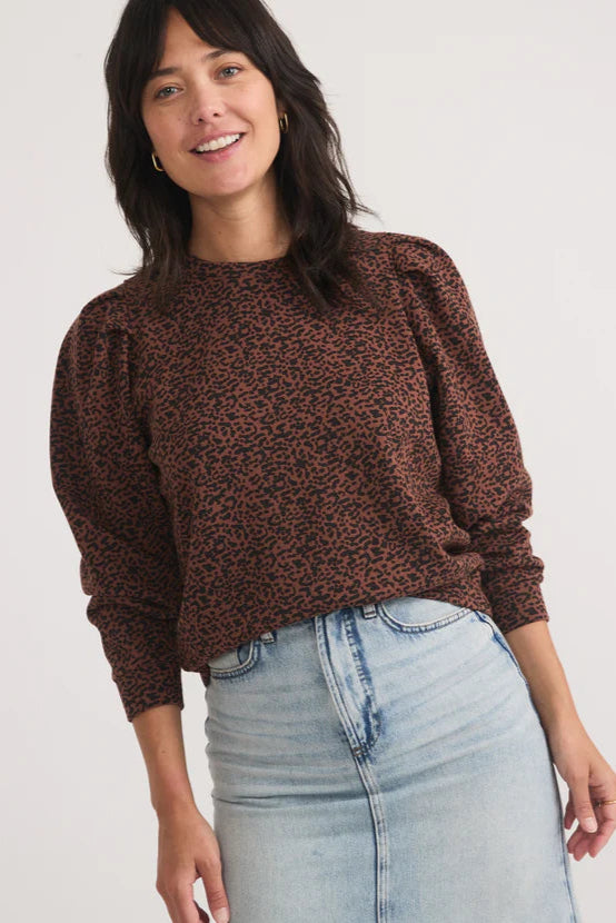 Enya Puff Sleeve Sweatshirt- Deep Cheetah