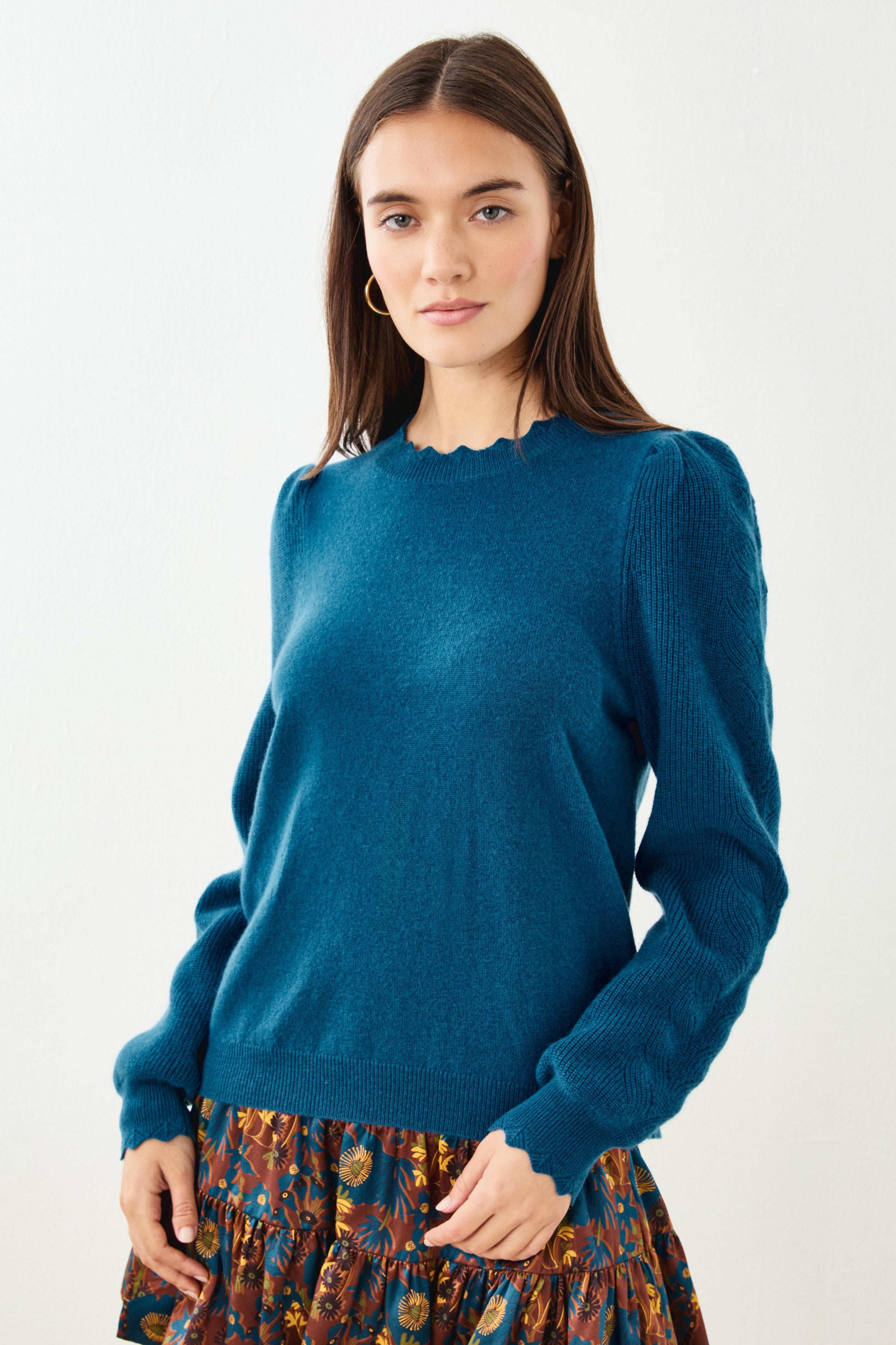 Soft Surroundings Cactus Wren Sweater in hot Amparo Blue