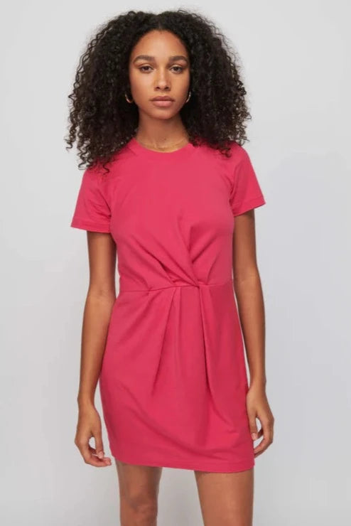 Fortuna Twisted T-Shirt Dress- Hibiscus Pink