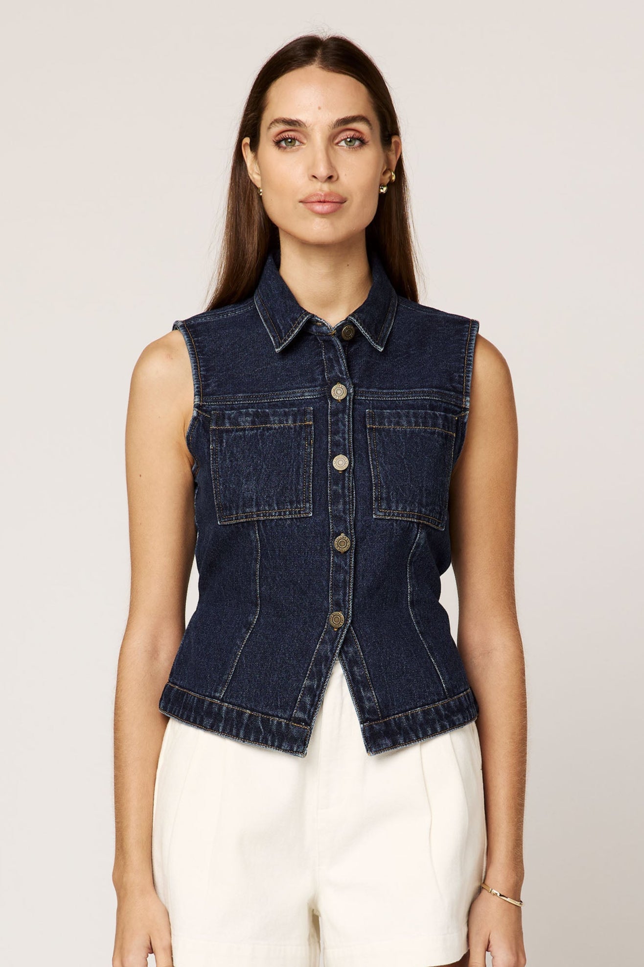 Franka Vest- Dark Denim