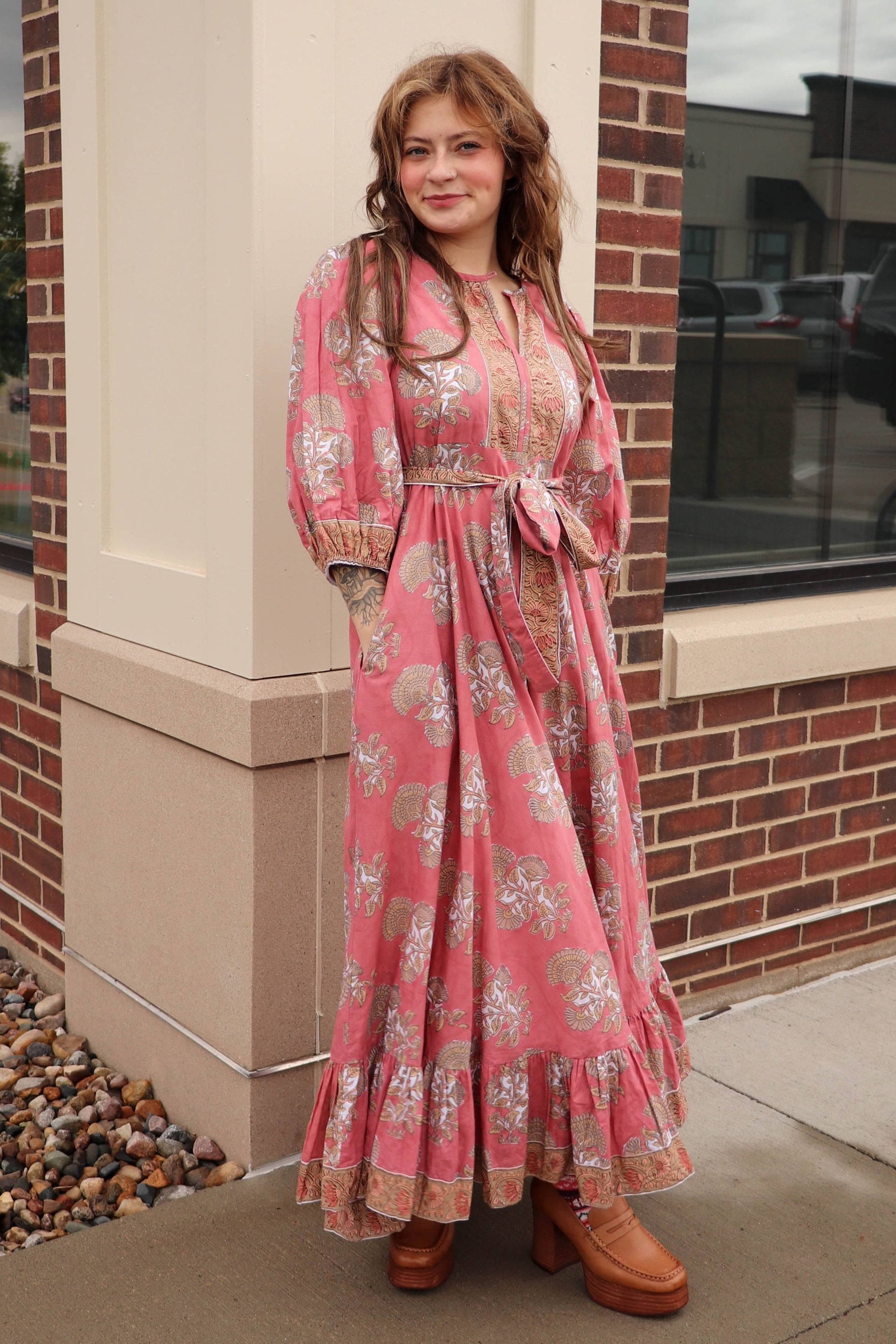 Laurel Midi Dress—Fired Brick