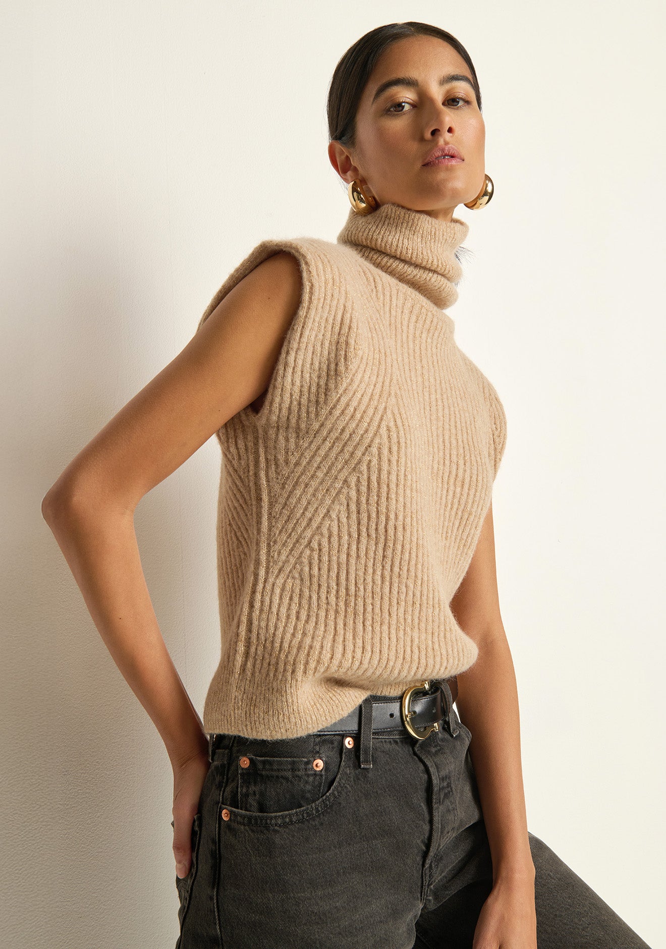 Isha Turtleneck Tank- Shiny Moonbeam