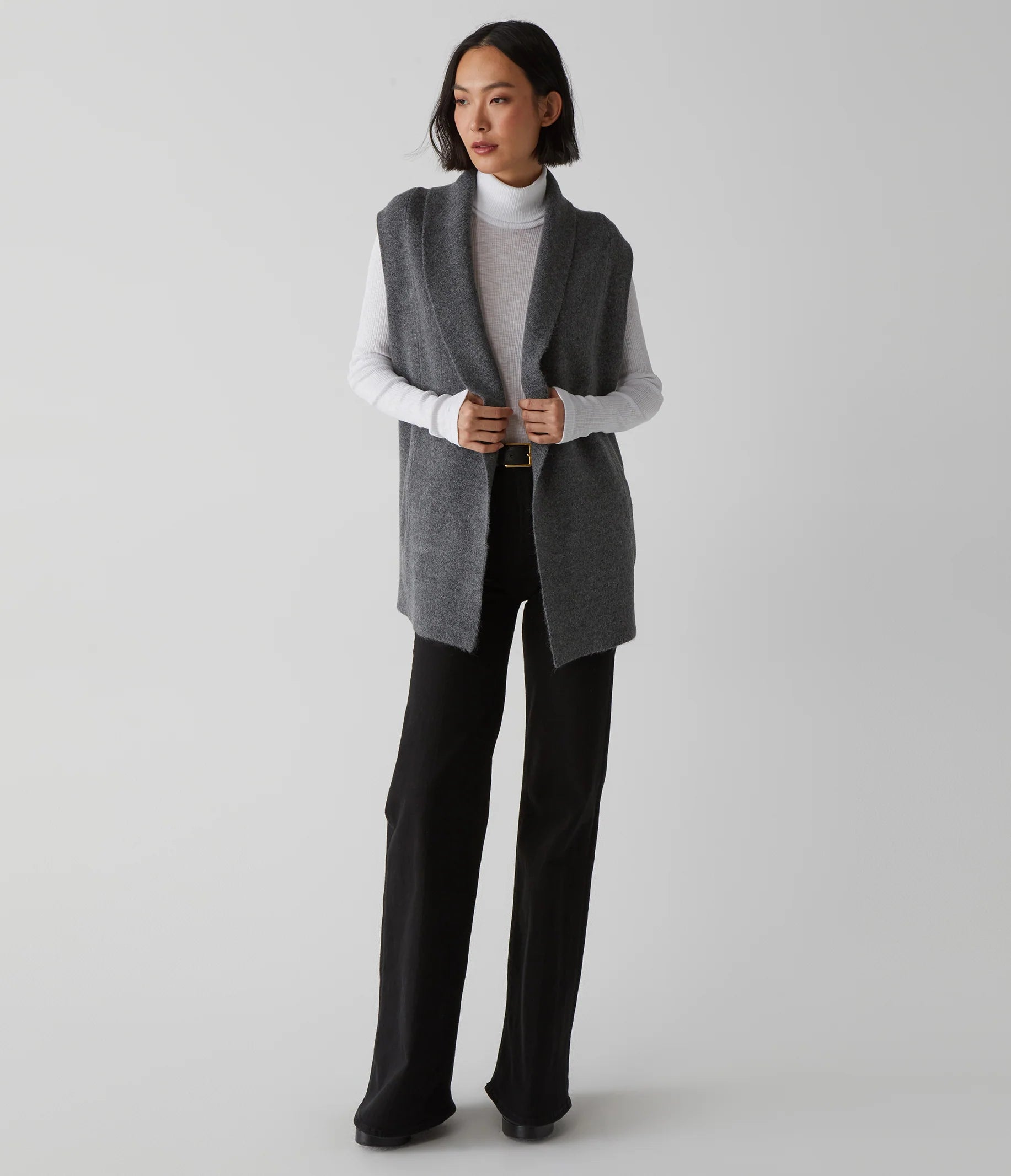 Tyler Compact Collared Vest- Charcoal