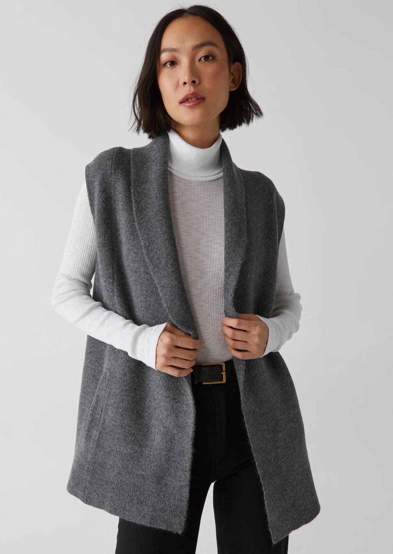 Tyler Compact Collared Vest- Charcoal