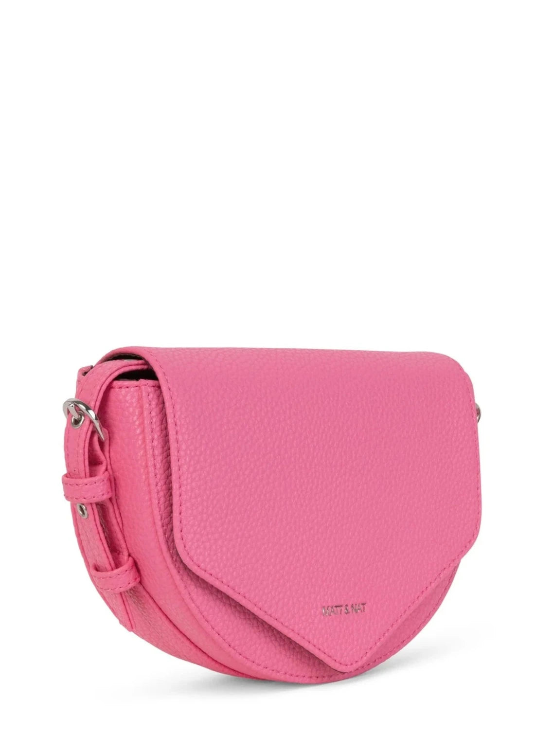 Twill Vegan Leather Saddle Bag- Rosebud Pink