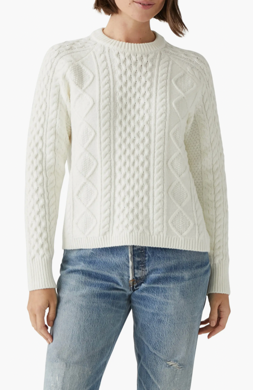 Michael Stars Adina Crew Neck Sweater- Ivory | illieco