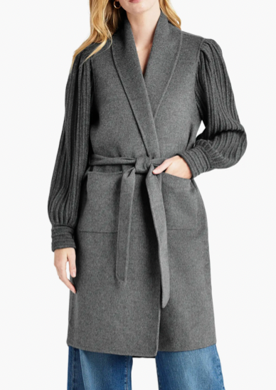 Splendid Ivy Sweater Mix Wool Coat- Heather Charcoal | illieco