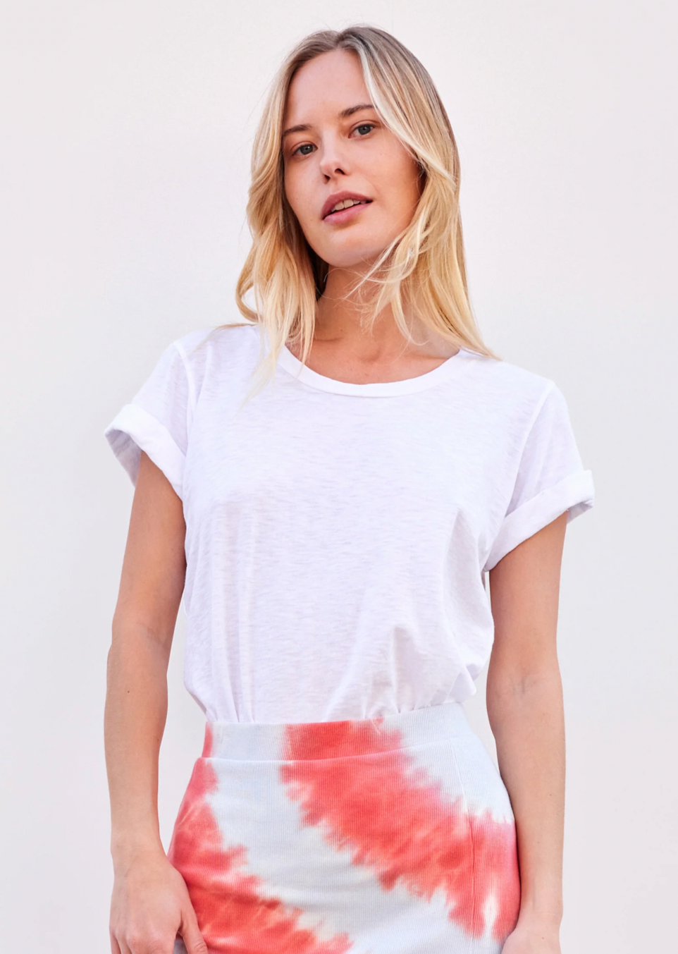 Rolled Sleeve Tee- Optic White