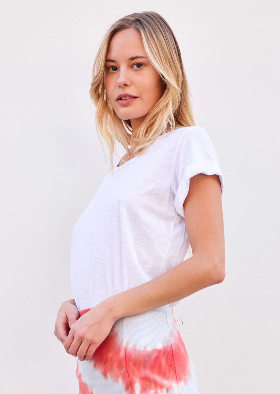 Rolled Sleeve Tee- Optic White