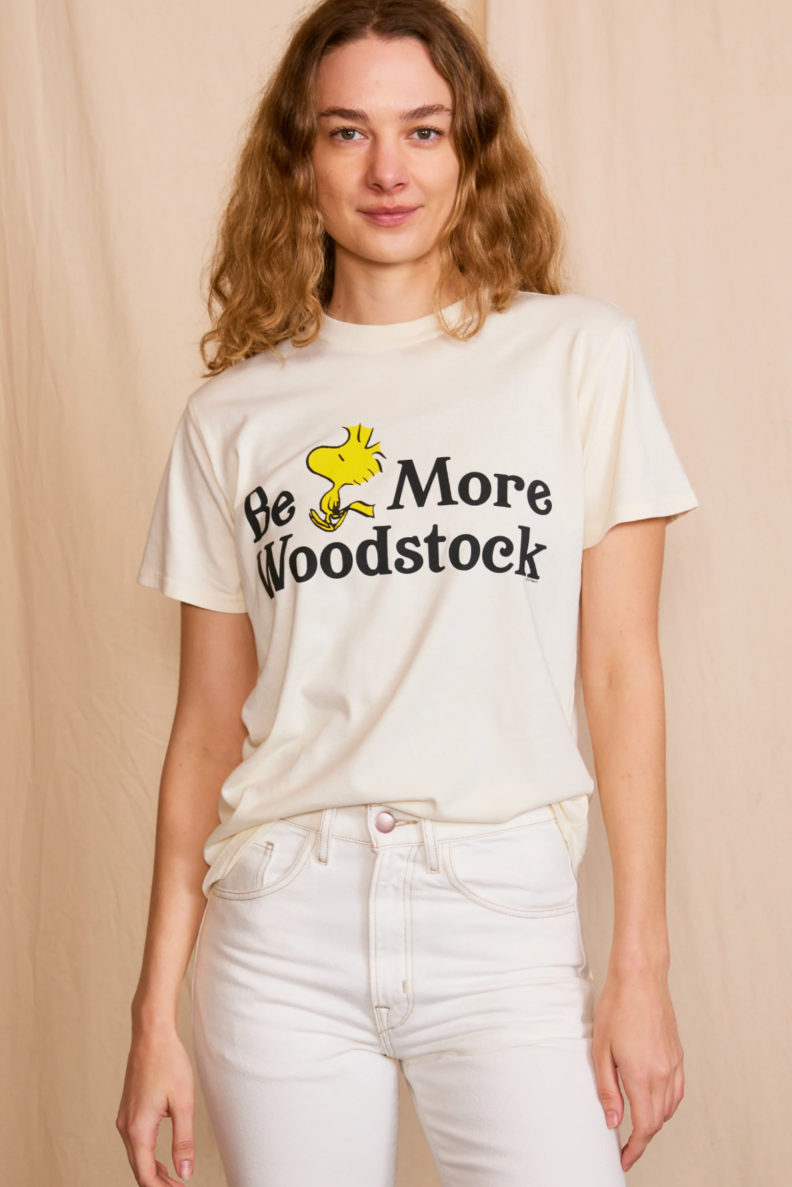 Peanuts Be More Woodstock Tee- Ivory