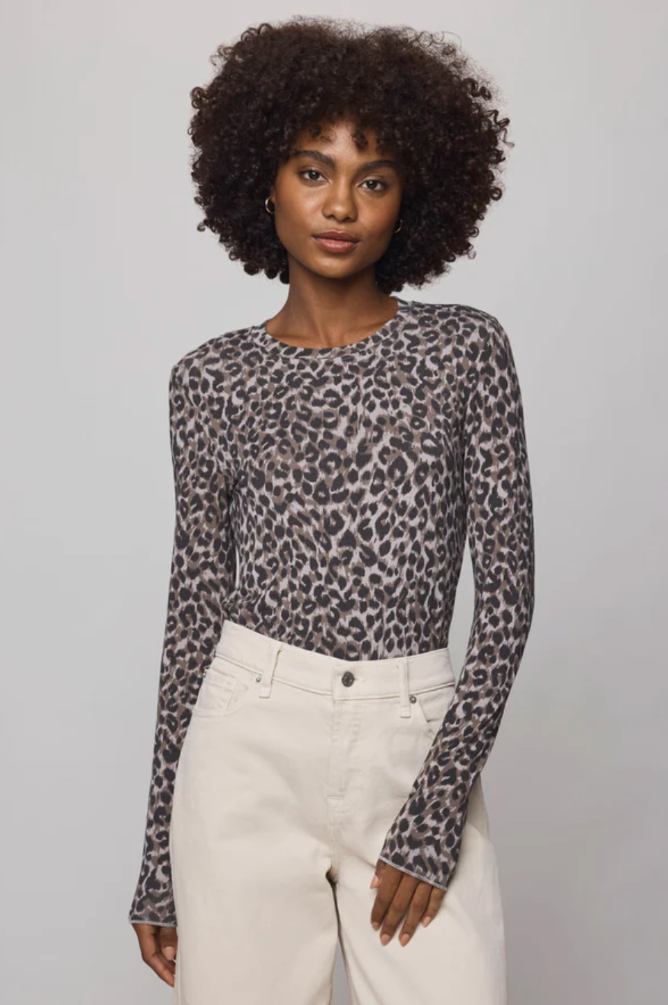 Bamboo Long Sleeve Tee- Leopard Print