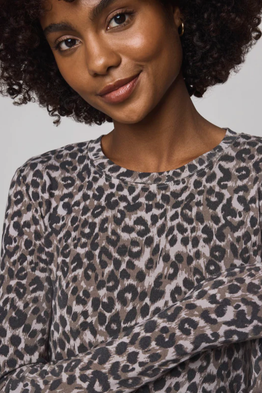 Bamboo Long Sleeve Tee- Leopard Print