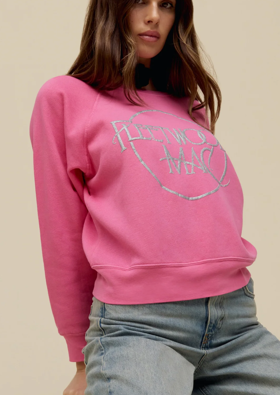 Daydreamer Fleetwood Mac Logo Sweatshirt Pink Rouge illieco