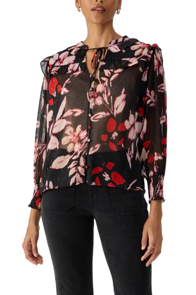Winter Wish Blouse- Poinsettia