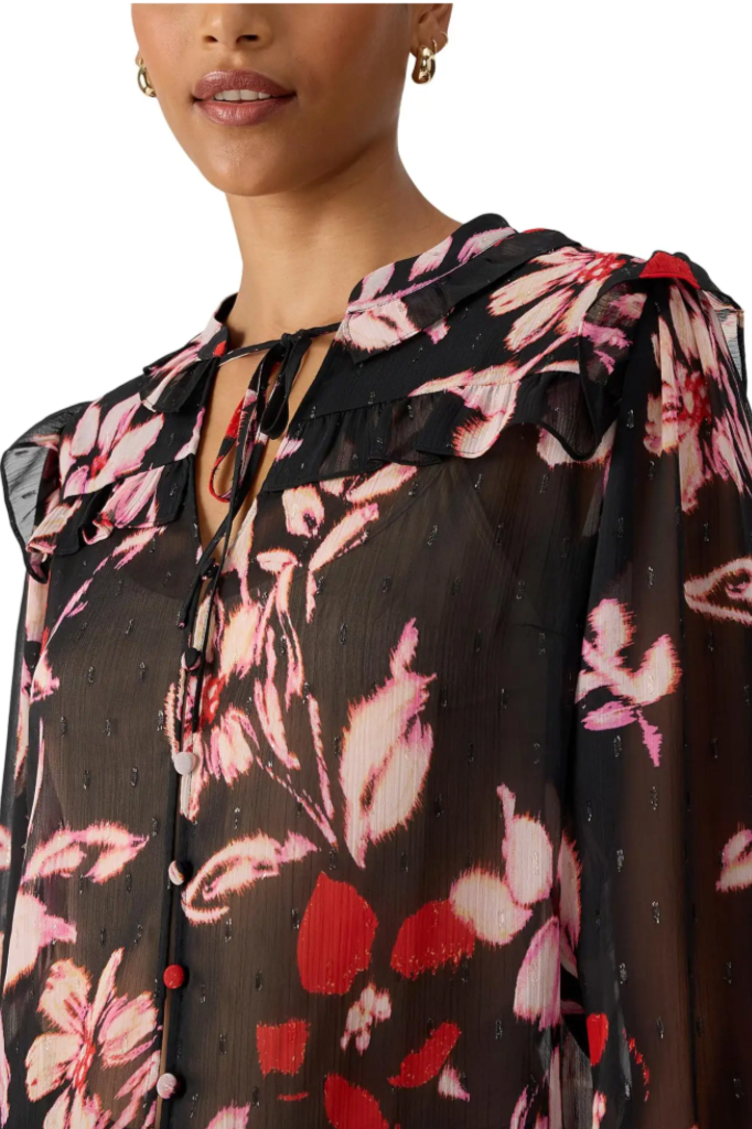 Winter Wish Blouse- Poinsettia