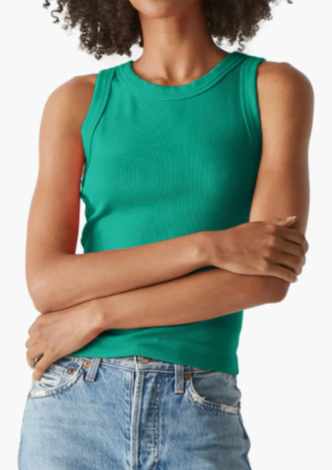 Gina Wide Binding Crop Tank- Kelly Green **Final Sale**