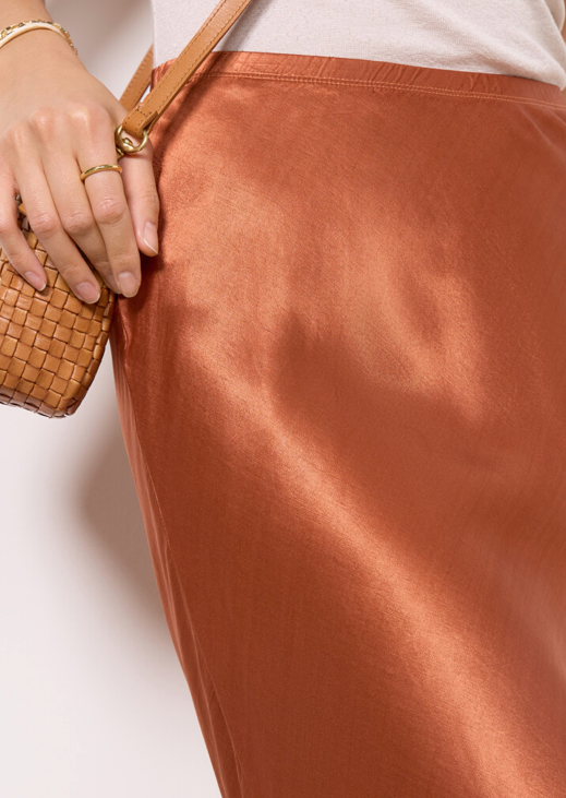 Leila Bias Cut Midi Skirt- Toffee