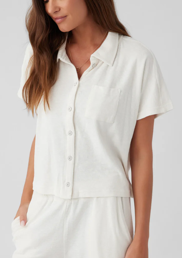 Terry Cabana Shirt- Ecru