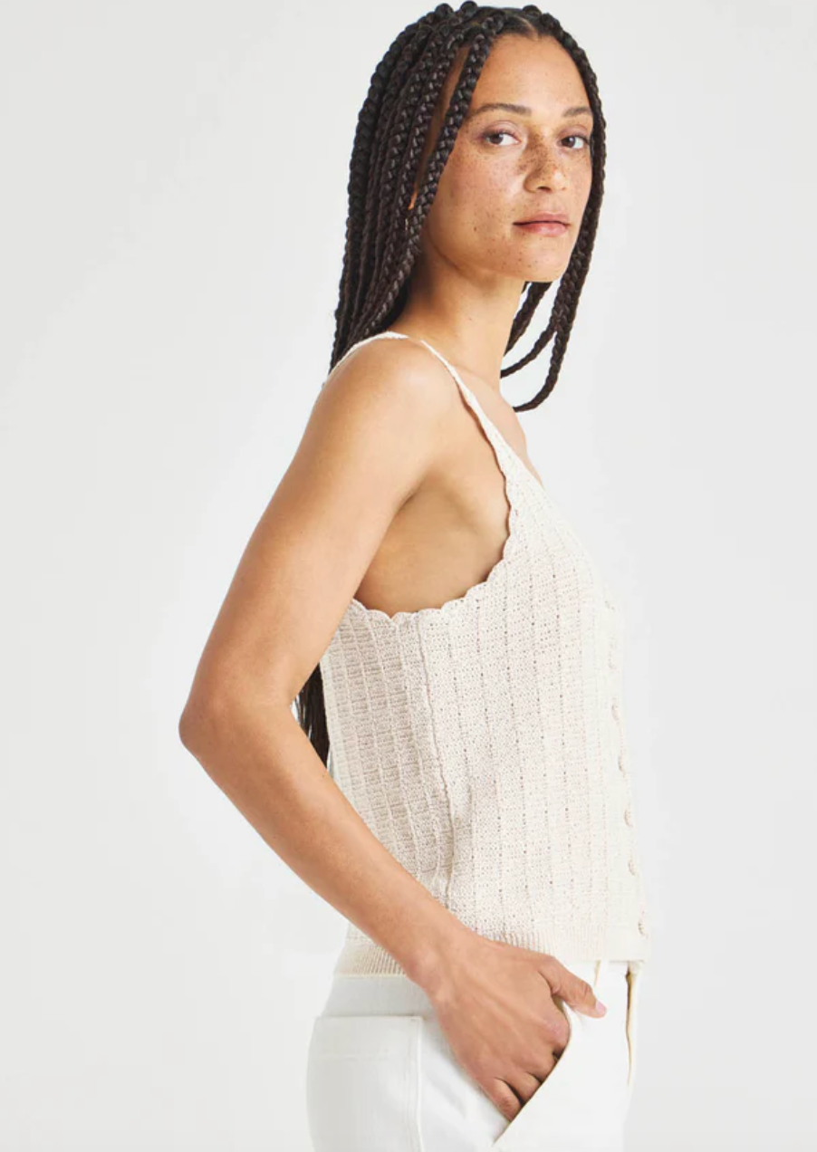 Poppy Sweater Tank- White Sand