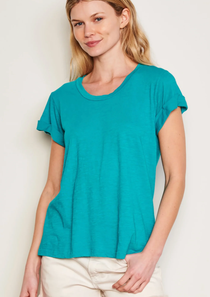 Rolled Sleeve Tee- Intense Teal