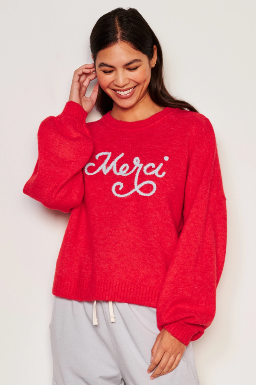 Merci Crew Neck Sweater- Flare Red **Final Sale**