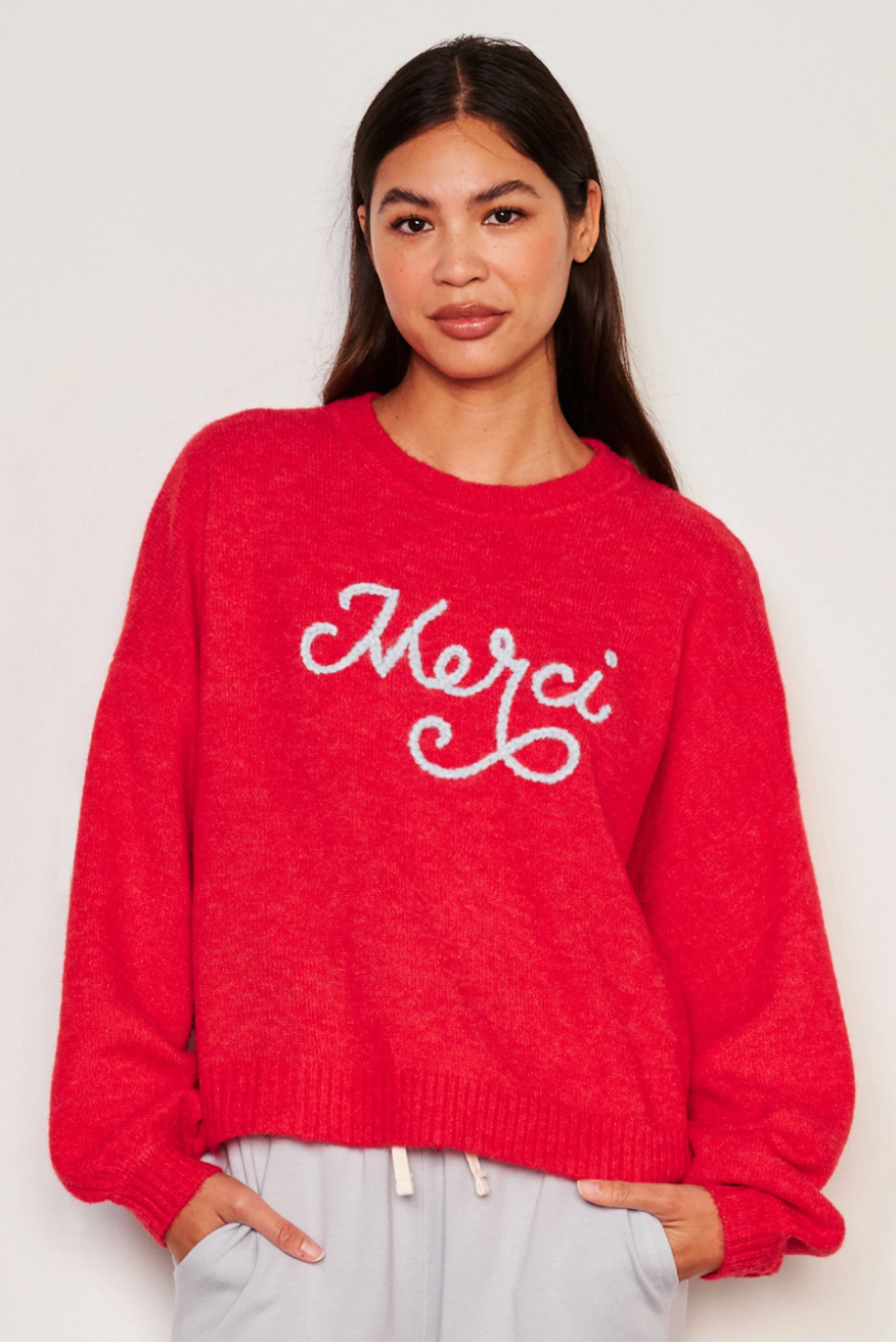 Merci Crew Neck Sweater- Flare Red **Final Sale**