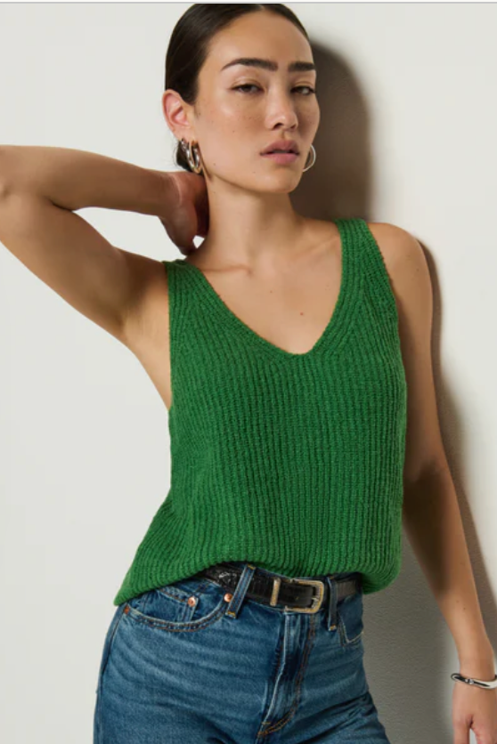 CeCe Sweater Tank- Green Lawn **Final Sale**