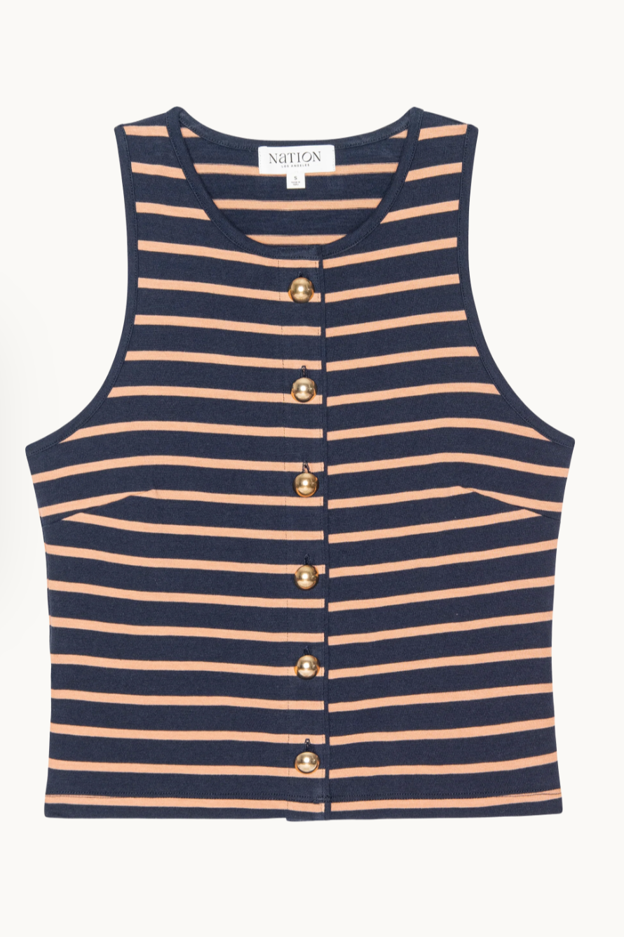 Abbie Tank- Latte Stripes **Final Sale**