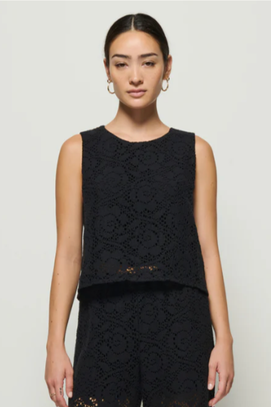 Sheri Lace Tank- Jet Black