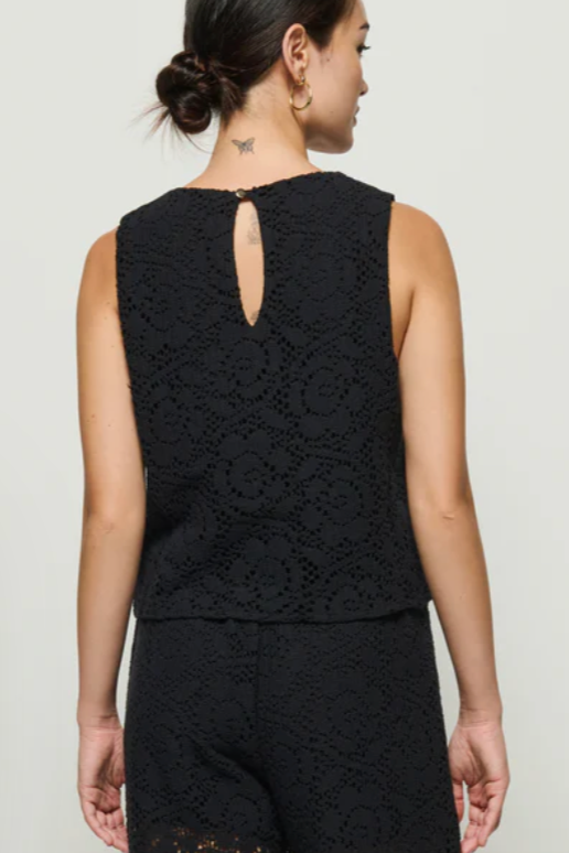 Sheri Lace Tank- Jet Black