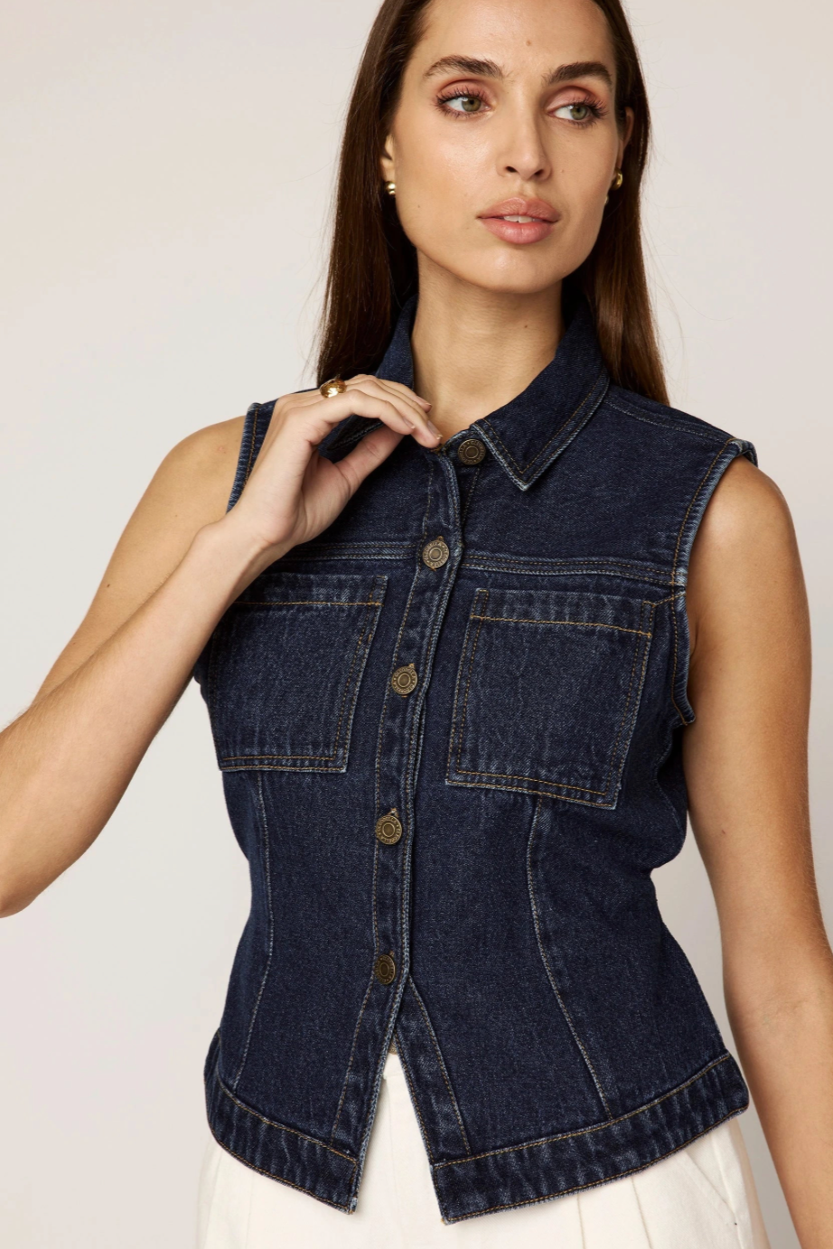 Franka Vest- Dark Denim