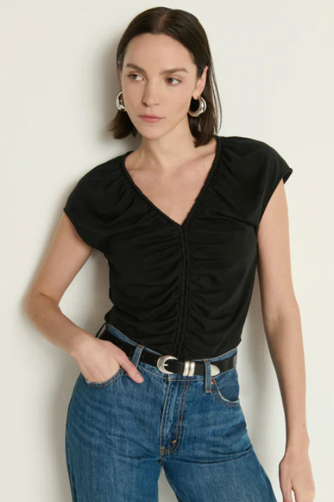 Dona V-Neck Top- Jet Black