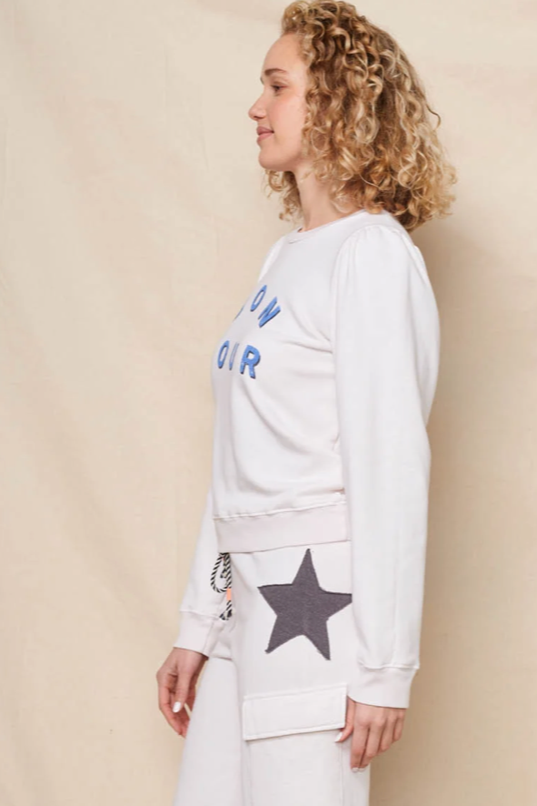 Bonjour Puff Sleeve Sweatshirt- Oyster