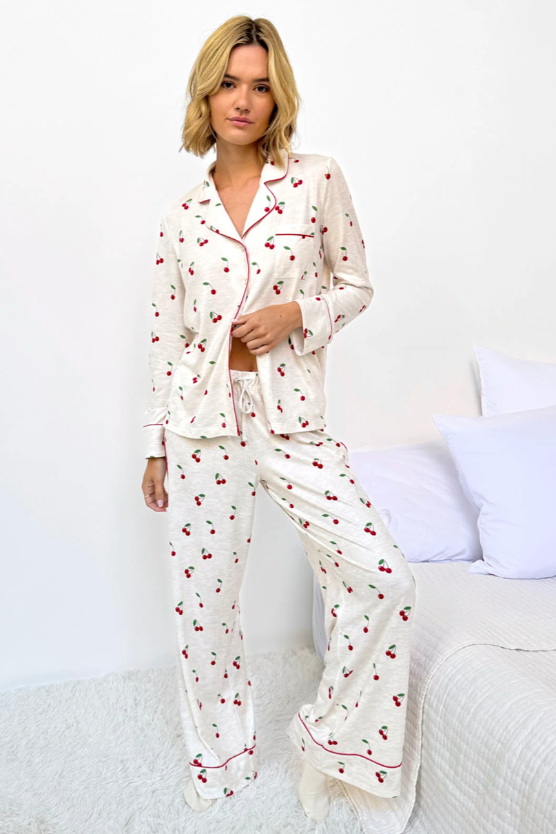 Flora Pillow Soft Pajama Set- Cherry Toss